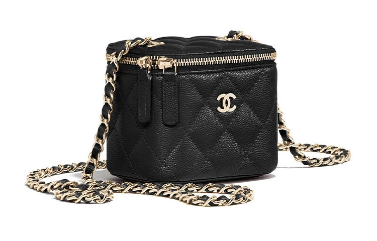 CHANEL Grained Embossed Cow Leather Box Bag Crossbody Bag Shoulder Bag Mini Women's Black
