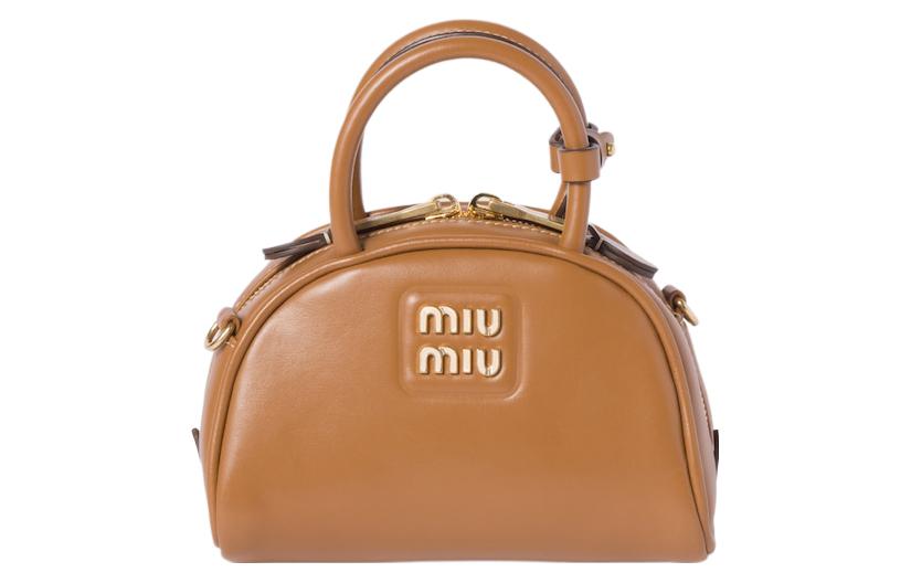 MIU MIU Leather Shoulder Bag Crossbody Bag Handbag Women's Brown