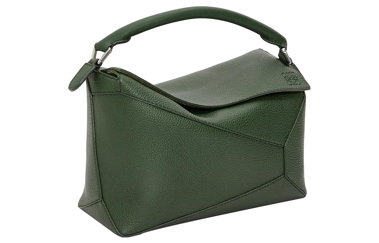 LOEWE Puzzle Grained Calfskin Handbag, Shoulder Bag, Crossbody Bag Men's Aquarium Green