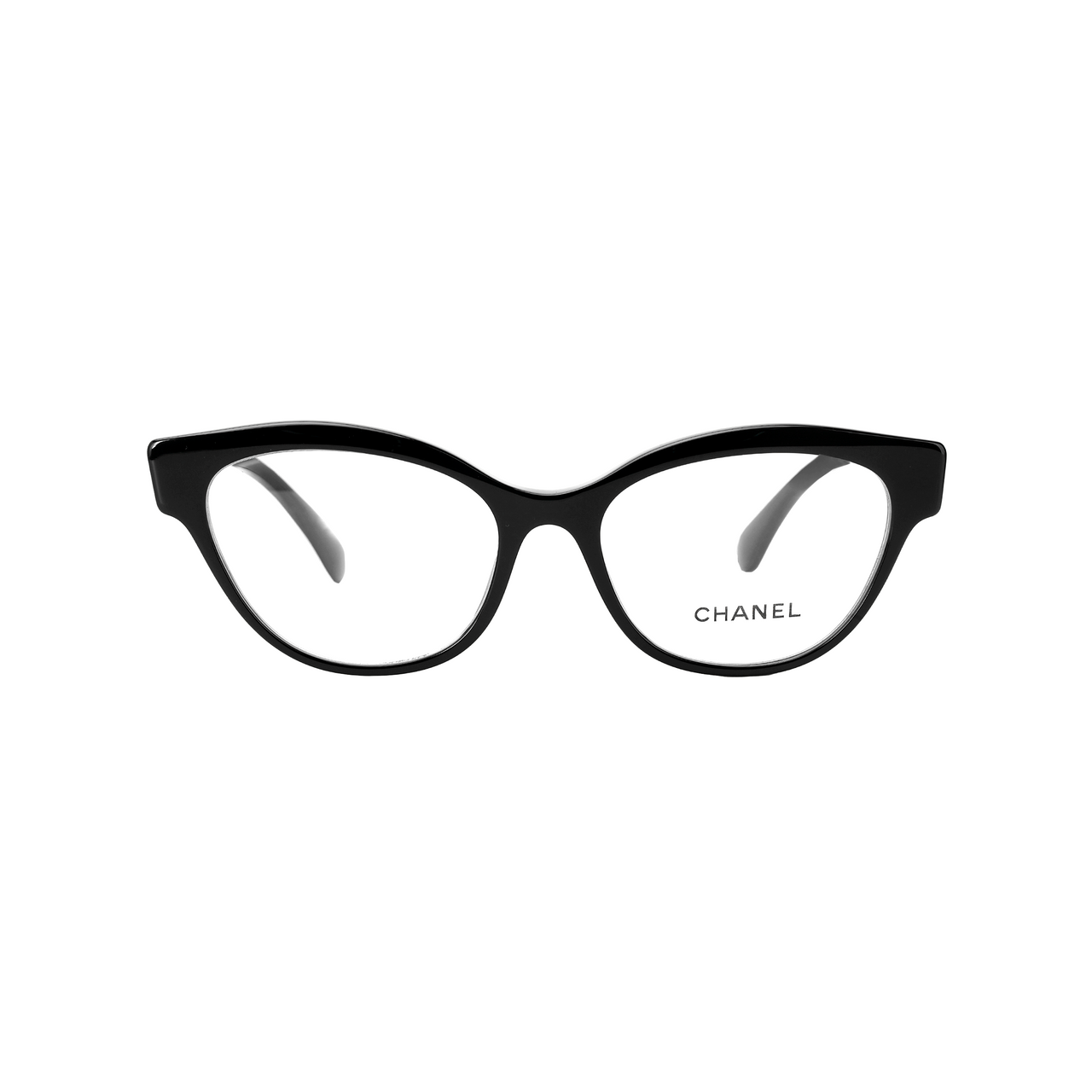 CHANEL Plate Frame Cat Eye Eyeglass Frames Women's Black