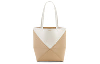 LOEWE Shiny Cow Leather Tote Bag, Shopping Bag, Handbag Regular Women's Soft White With Paper Craft