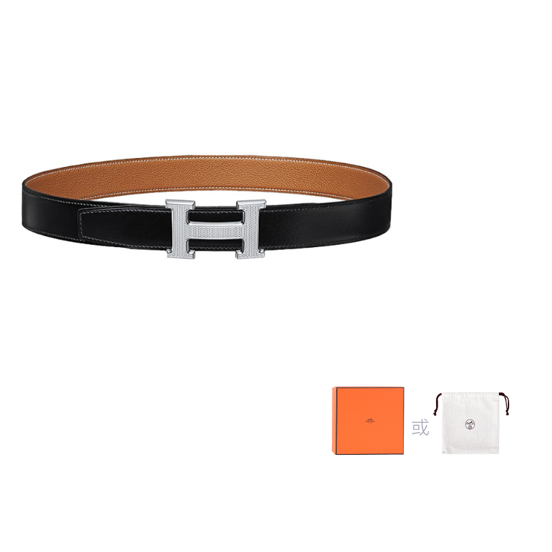 HERMES Cow Leather Leather Belts Unisex Width: 3.2cm
