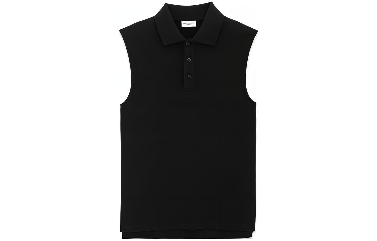 SAINT LAURENT Cassandre Sleeveless Polo Shirt