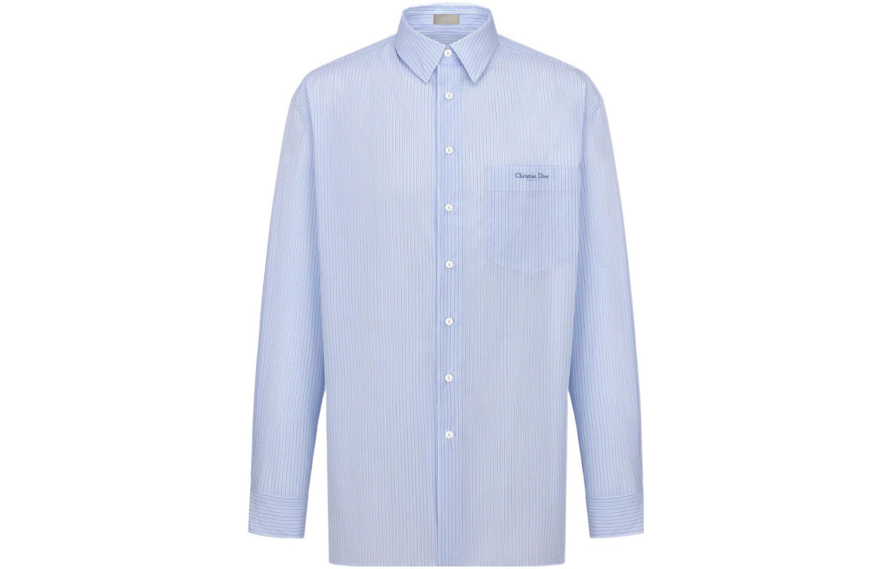 DIOR SS22 Shirt Men's White Blue Stripes
