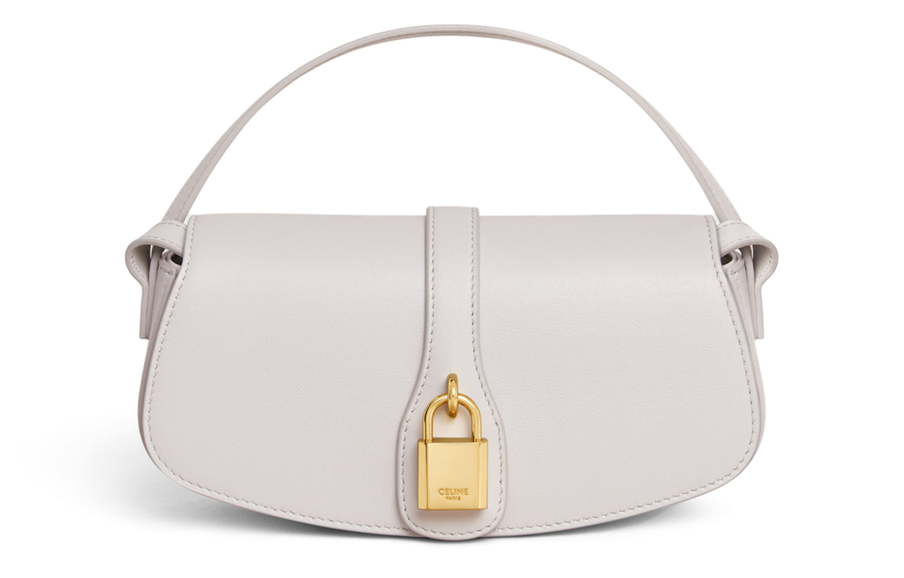 CELINE Tabou Smooth Cow Leather Baguette Bag, Shoulder Bag, One Shoulder Handbag, Crossbody Bag Mini Women's White