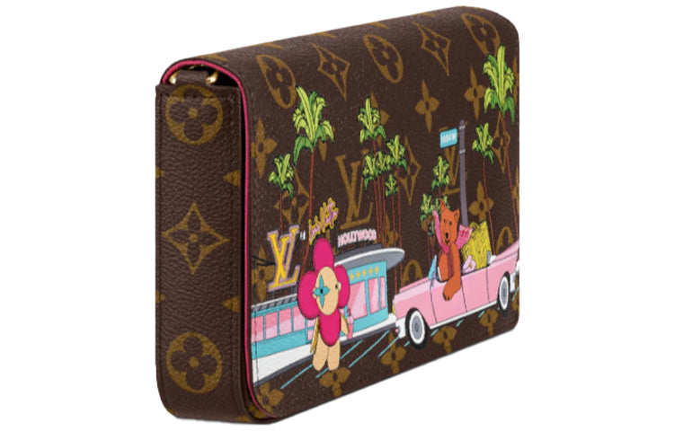 LOUIS VUITTON Pochette Felicie With Removable Zipped Pocket And 8 Slot Flat Pocket Monogram Vivienne Fuchsia Pink