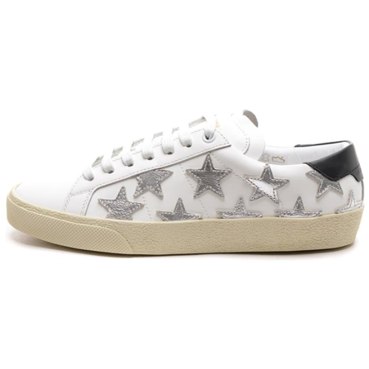 SAINT LAURENT Low Top Skateboard Shoes Women's White Silver