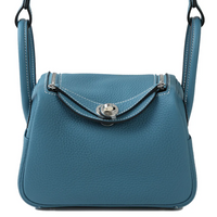 HERMES Lindy Taurillon Clemence Leather Handbag Shoulder Bag Crossbody Bag Mini Women's D2 New Bleu Jean Denim Blue