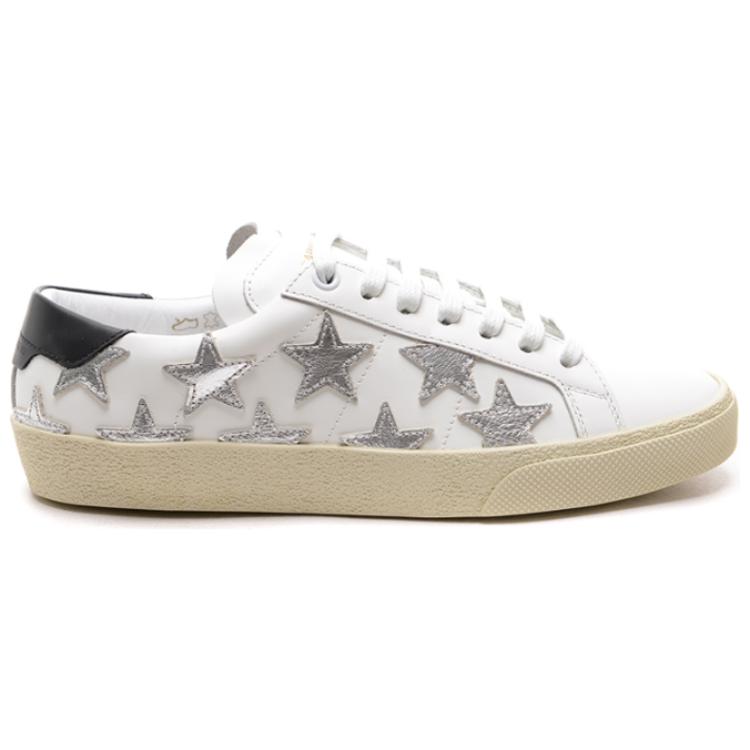 SAINT LAURENT Low Top Skateboard Shoes Women's White Silver