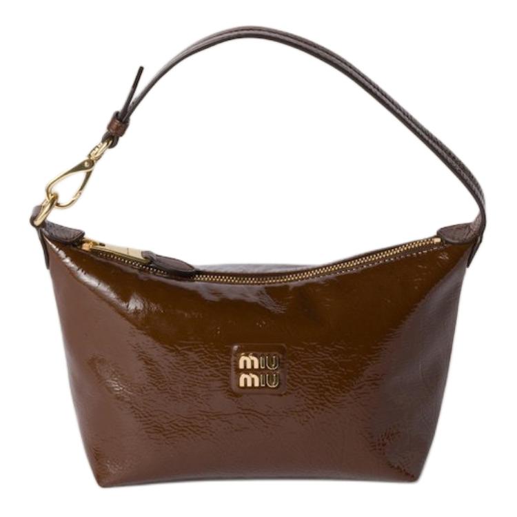 MIU MIU Naplak Lambskin Handbag Women's Yellow Sandalwood