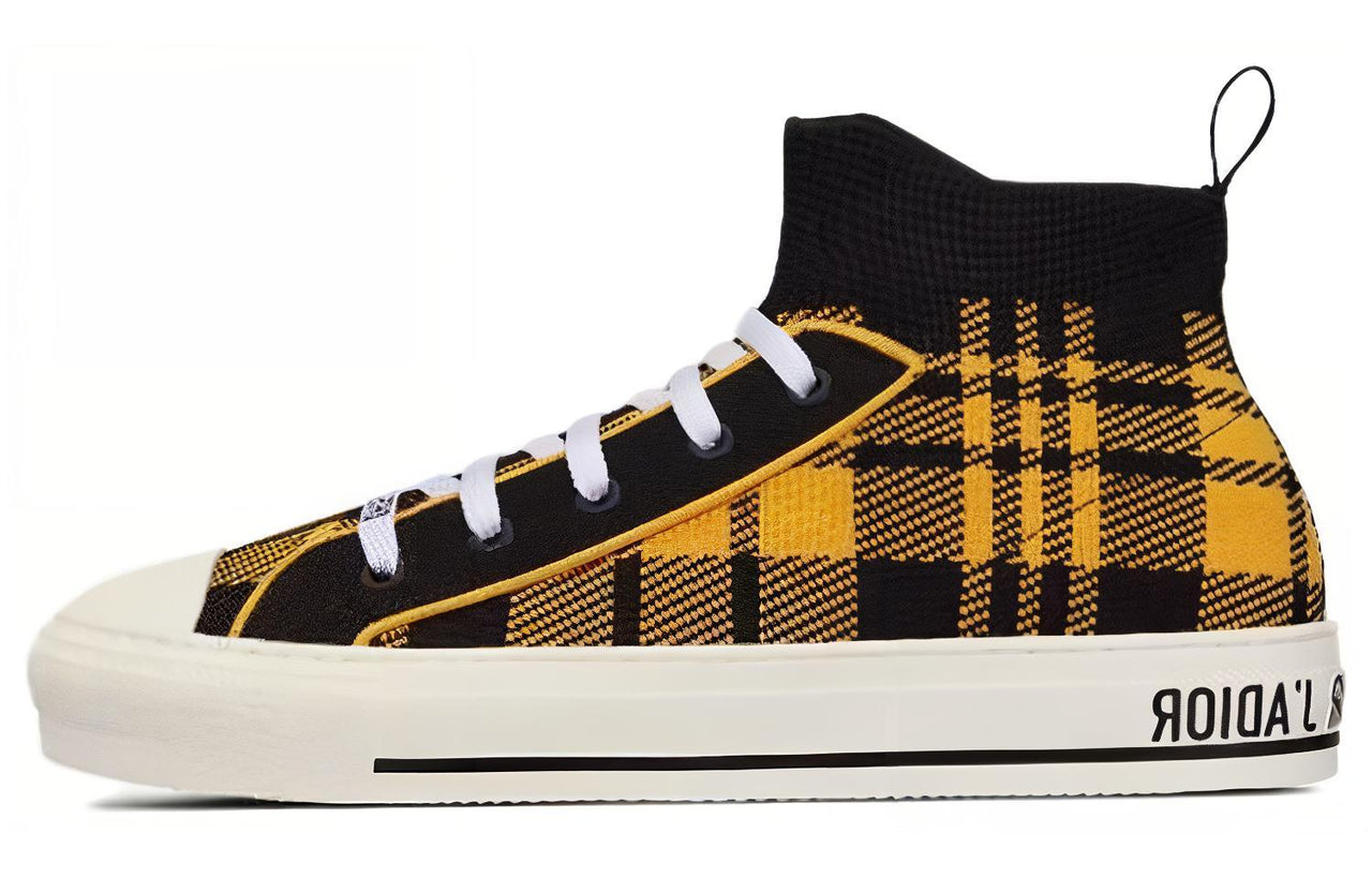 DIOR Walk'n'Dior Platform Shoes High-Top Stylish Skateboarding Shoes Women's Yellow Black