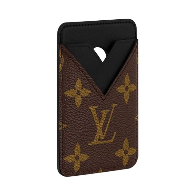 LOUIS VUITTON Leather Card Holder Regular Unisex Brown & Black
