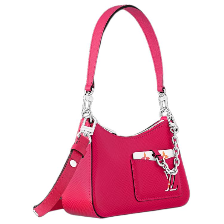LOUIS VUITTON MARELLINI Smooth Cow Leather Shoulder Bag Handbag Shoulder Bag Women's Fuchsia