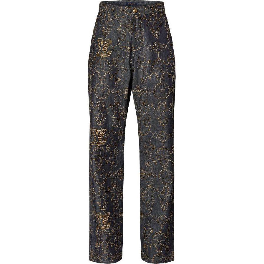 LOUIS VUITTON Embroidered Denim Pants