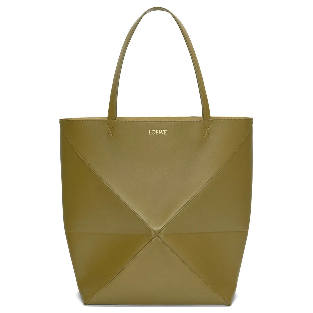 LOEWE Shiny Cow Leather Tote Bag, Shopping Bag, Shoulder Bag, Handbag Extra Large Men's Olive