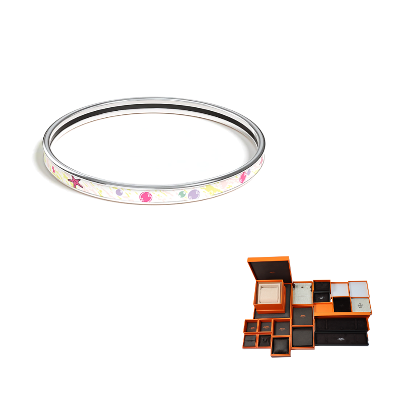 HERMES Enamel Palladium-Plated Metal Accessories Bangles Women's Silver