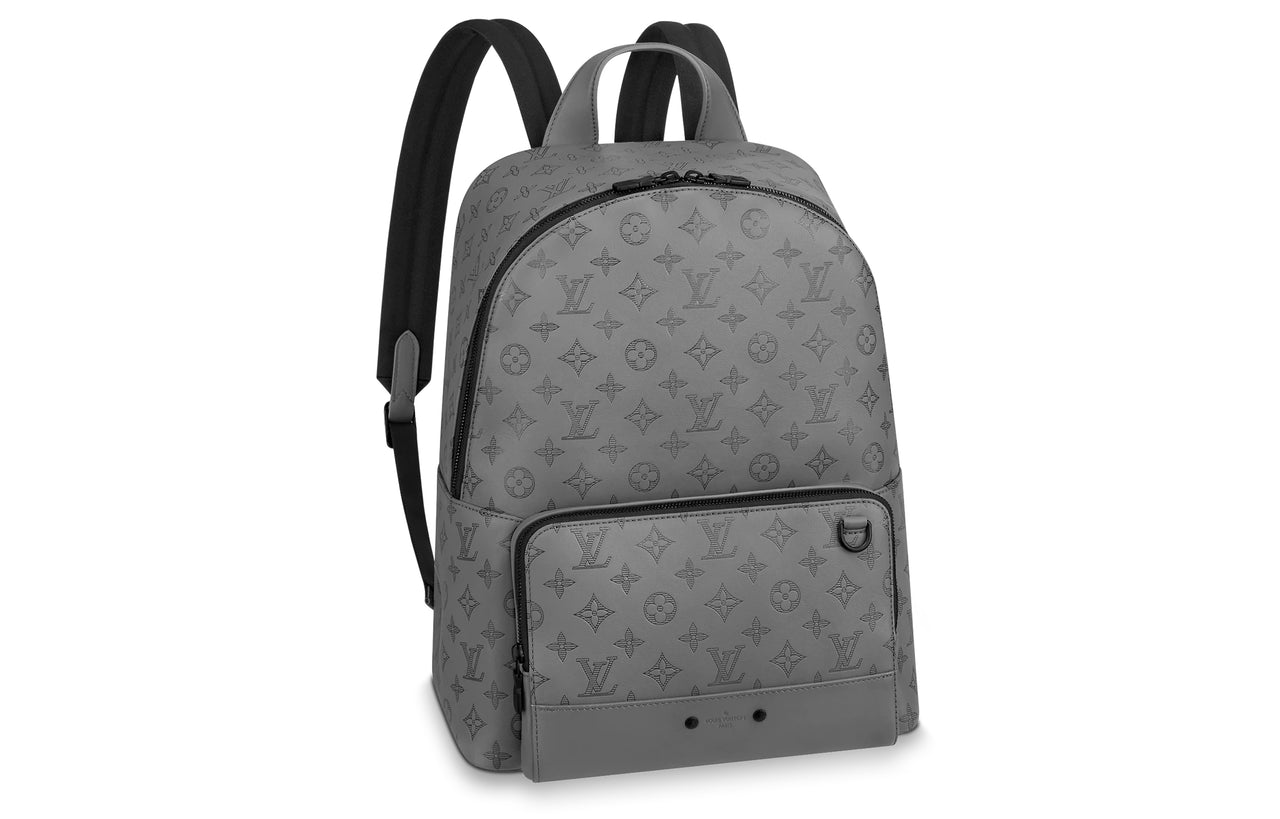 LOUIS VUITTON Monogram Shadow Cow Leather Backpack Men's Gray
