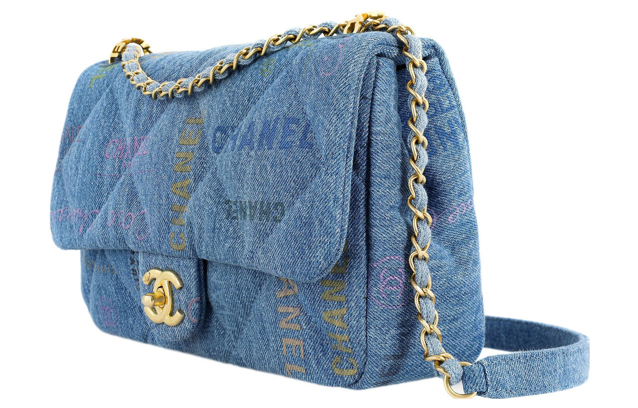 CHANEL Classic Flap CF Denim Mouth Cover Bag Crossbody Bag Regular Women's Blue
