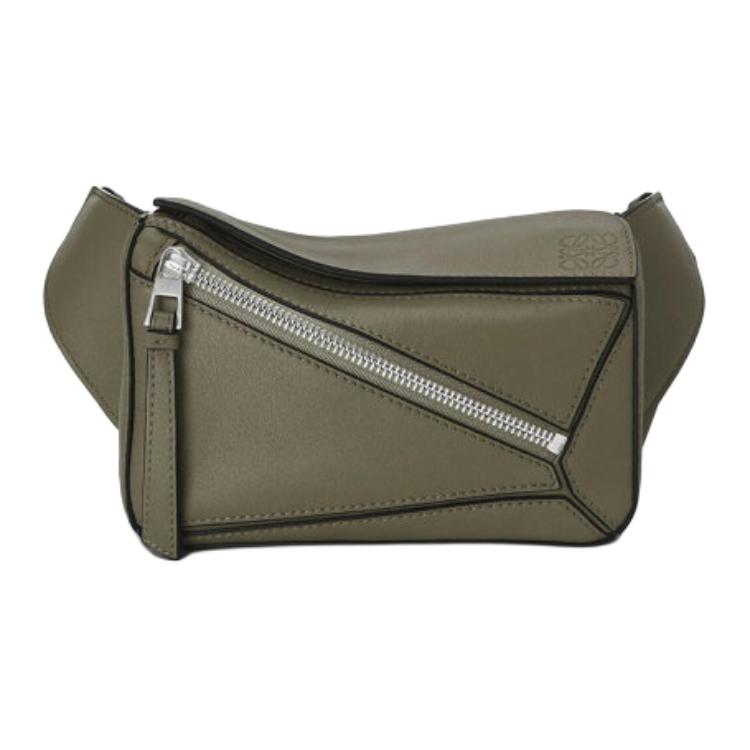 LOEWE Puzzle Bumbag In Classic Calfskin Mini Khaki Green