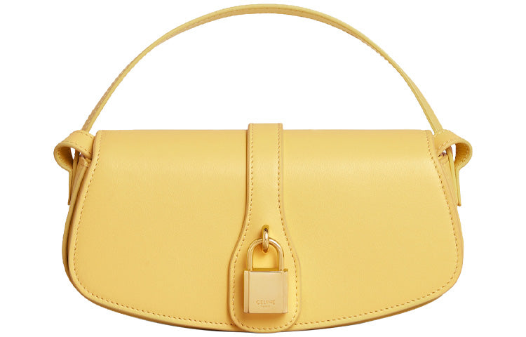 CELINE Smooth Cow Leather Baguette Bag, Shoulder Bag, Crossbody Bag, Handbag Mini Women's Beech/Bright Yellow