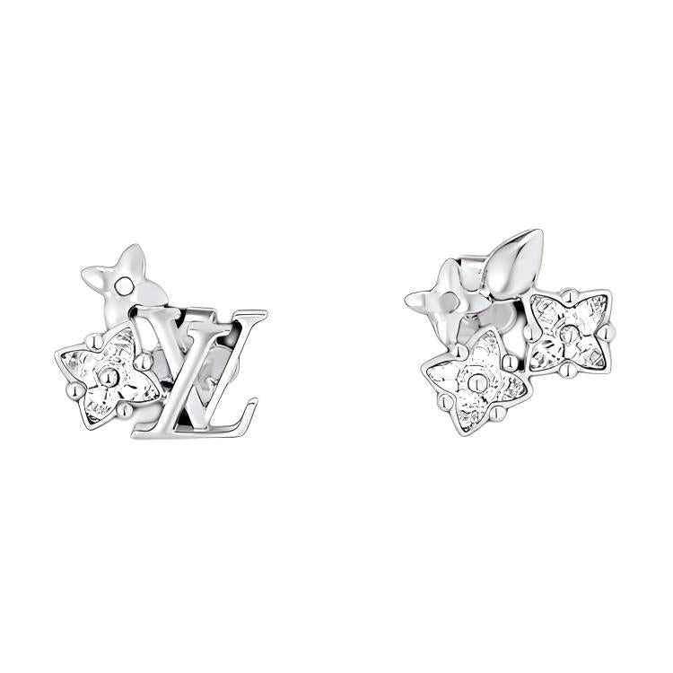 LOUIS VUITTON Metal Stud Earrings Women's Silver