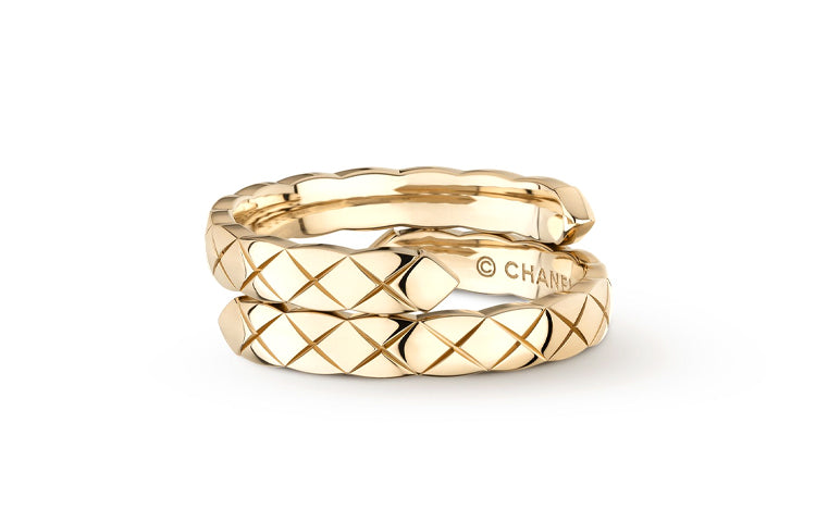 CHANEL CoCo Crush 18K Gold Rings Unisex Beige Gold