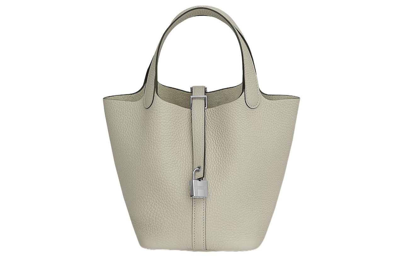 HERMES Picotin Clemence Bullock Leather Basket Bag Handbag Bucket Bag 18 Women's Q1 Sauge Sage Green