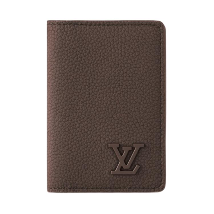 LOUIS VUITTON Leather Card Holder Men's Brown