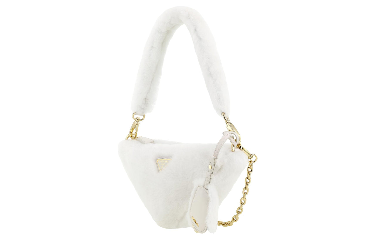 PRADA Plush Shoulder Bag Handbag Shoulder Bag Women's White