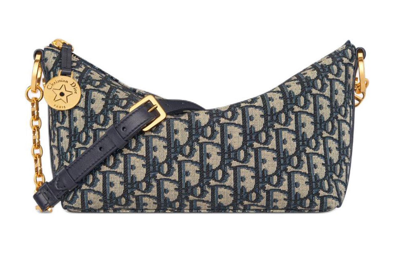 DIOR Jacquard Fabric Handbag Shoulder Bag Women's Blue