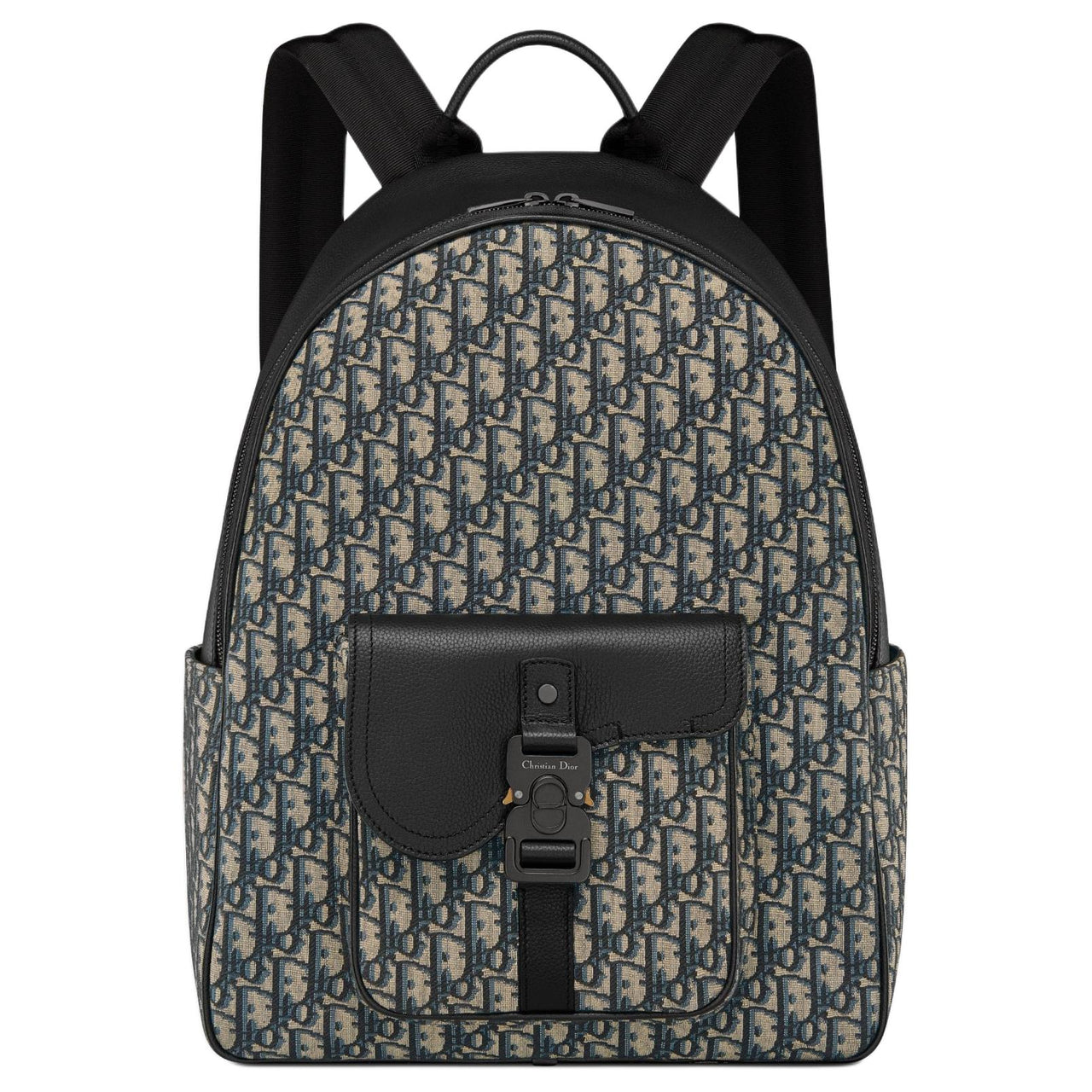 DIOR Saddle Oblique Jacquard Canvas With Grainy Surface Calfskin Backpack Regular Men's Beige & Black
