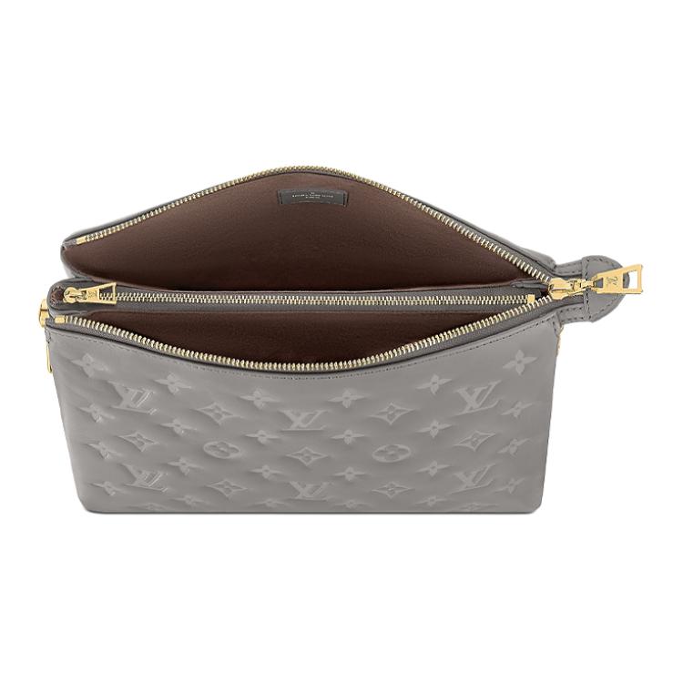 LOUIS VUITTON Coussin Calfskin Trim Pillow Bag, Shoulder Bag, Crossbody Bag, Shoulder Bag Small Size Women's Gray