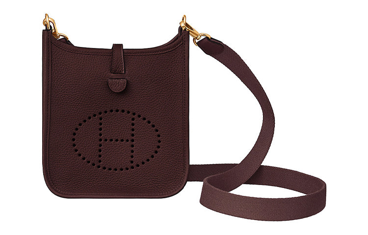 HERMES Evelyne Cow Leather Shoulder Bag Crossbody Bag Unisex Saddle Equipment Red