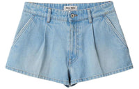 MIU MIU Logo embroidered Denim Shorts
