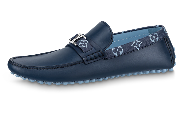 LOUIS VUITTON Hockenheim Moccasin Shoes 'Blue With Monogram Collar'