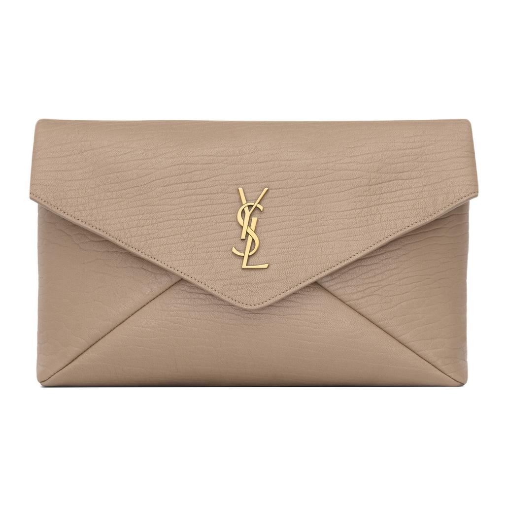 SAINT LAURENT CASSANDRE Sheepskin Envelope Bag, Clutch Tubas Women's Dusty Gray