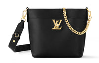 LOUIS VUITTON LOCK AND WALK Grain Calfskin Bucket Bag, Shoulder Bag, Crossbody Bag Women's Black