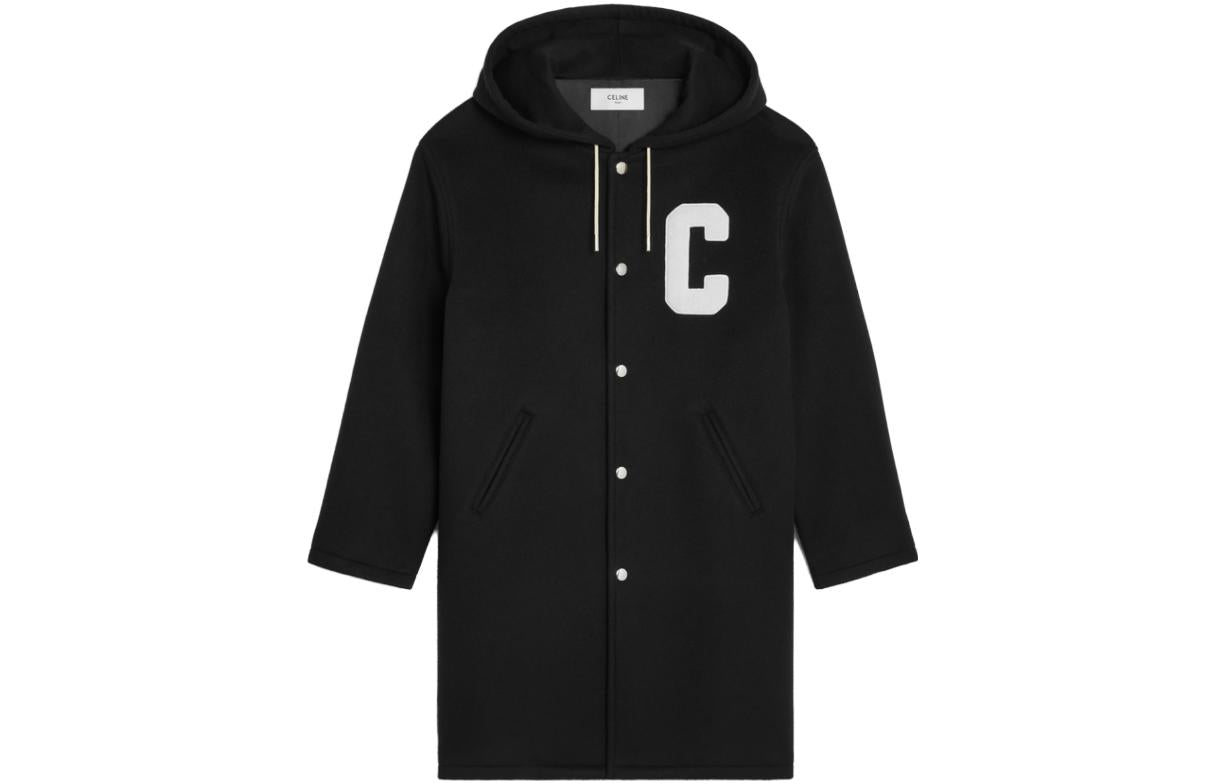 CELINE College Long Parka In Double face Wool