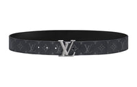 LOUIS VUITTON Cow Leather Leather Belts Men's Black Width: 4cm