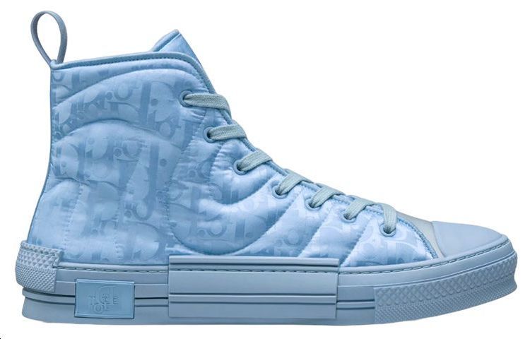 DIOR B23 High Top Erl Blue DIOR Oblique Mirage Quilted Technical Fabric With Swirl Motif
