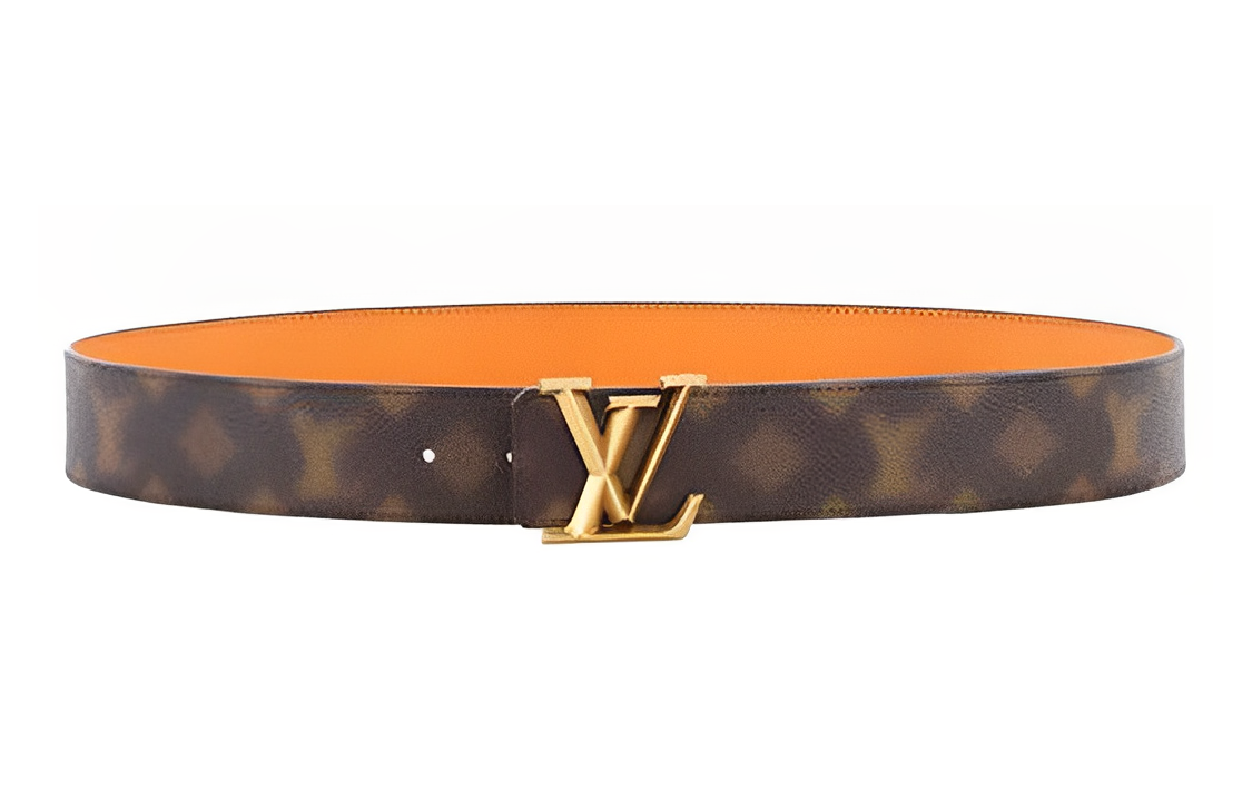 LOUIS VUITTON Leather Belts Men Brown Yellow