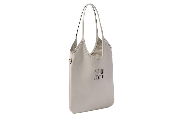 MIU MIU Leather Tote Bag, Shopping Bag, Handbag Women's Chalk White