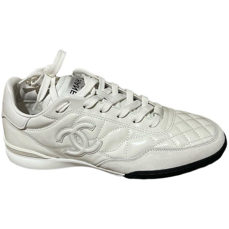 CHANEL 25S German Army Trainers Low Top Casual Shoes Women's White