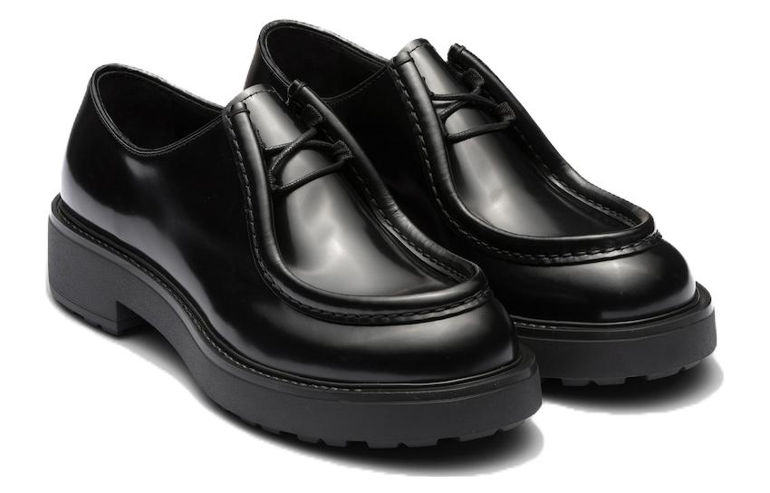 PRADA Brushed-leather Loafers