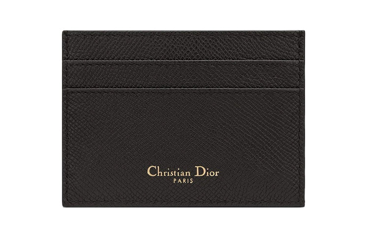 DIOR Grain Cow Leather Card Holder Card Holder Unisex Black
