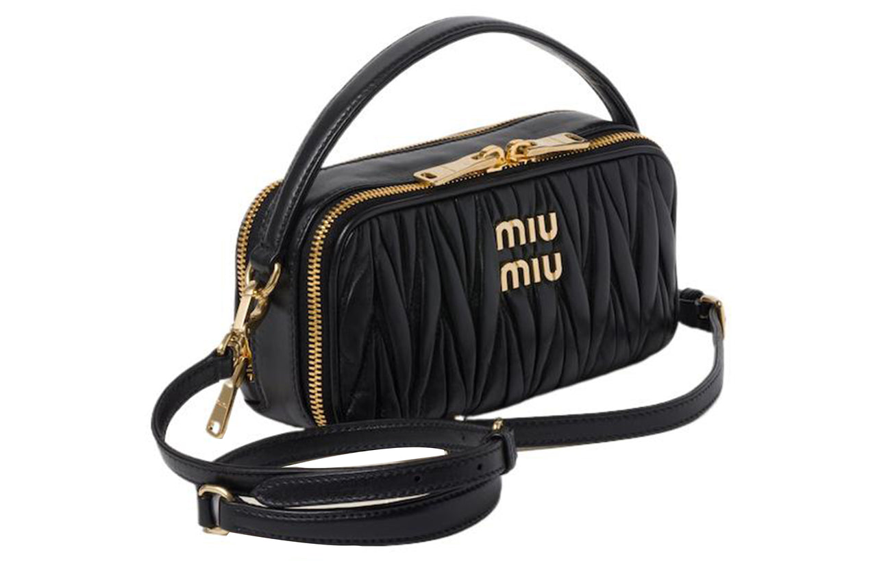 MIU MIU Matelassé Nappa Leather Crossbody Bag, Shoulder Bag, Handbag Women's Black
