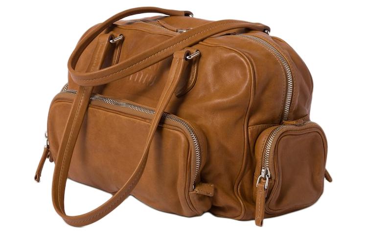 MIU MIU Nappa Leather One Shoulder Handbags Women's Caramel