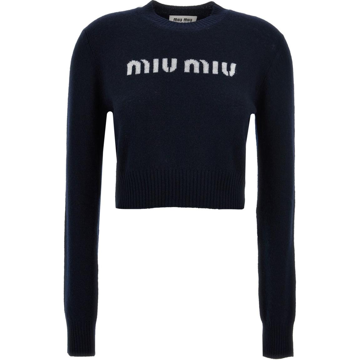 MIU MIU Logo Intarsia Crewneck Knitted Jumper