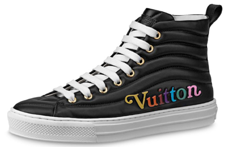 LOUIS VUITTON Lv Stellar Calfskin High Top Sports Shoes Black Women's