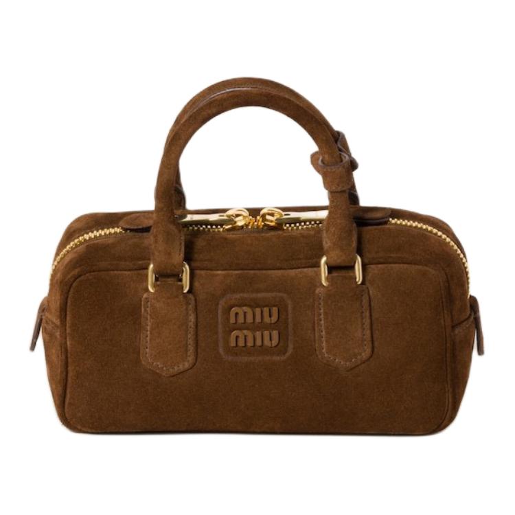 MIU MIU Arcadie Series Suede Leather Shoulder Bag Crossbody Bag Handbag Women's Cocoa Brown